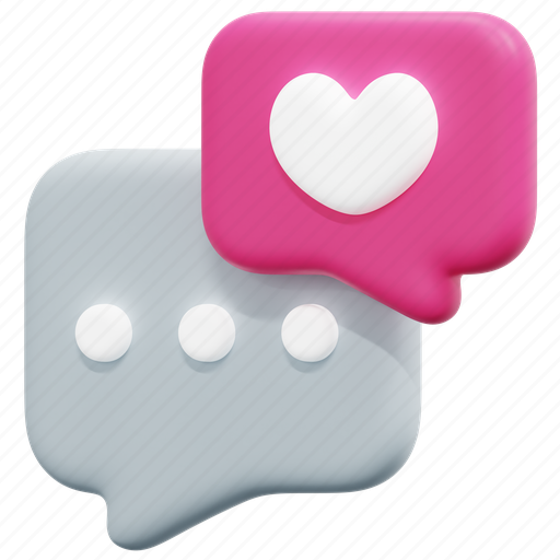Speech, bubble, love, talk, chat, communication, message 3D illustration - Download on Iconfinder