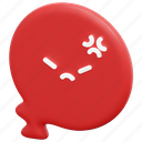 speech, bubble, angry, conversation, chat, communication, message, 3d, object 