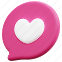 speech, bubble, heart, like, chat, communication, message, 3d, render 