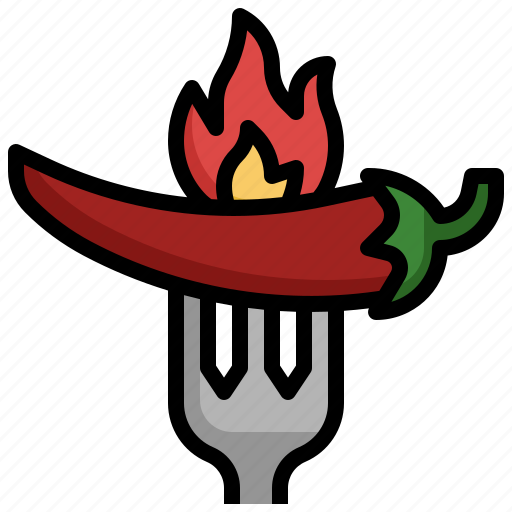Spicy, chilli, fork, spoon, food, restaurant, heat icon - Download on Iconfinder