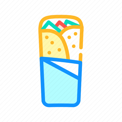Shawarma, burrito, chimichanga, dish, flavor, food icon - Download on Iconfinder