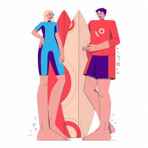 Sport, fitness, active, surfing, surfer, beach, athlete illustration - Download on Iconfinder