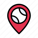 baseball, location, map, marker, pin