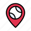 baseball, location, map, marker, pin 