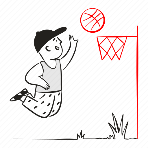 Basketball, player, jumps, ball, basket, play, sport illustration - Download on Iconfinder