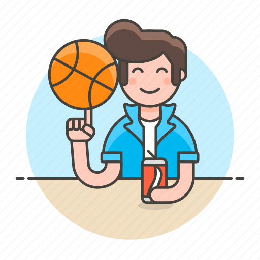 Ball, basketball, cool, guy, half, male, soda icon - Download on Iconfinder