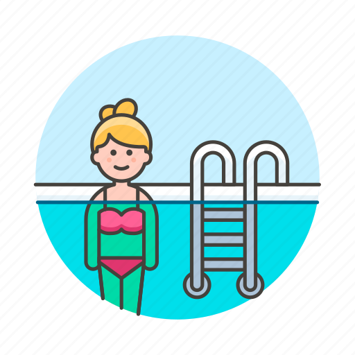 Female, ladder, pool, sports, swimmer, swimming, swimwear icon - Download on Iconfinder