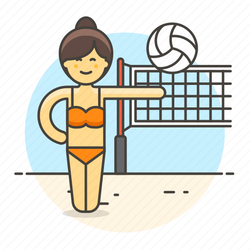 Ball, sports, beach, female, swimwear, net, volleyball icon - Download on Iconfinder