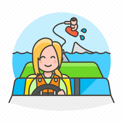 Boat, driver, female, motorboat, ridder, sports, wakeboarding icon - Download on Iconfinder