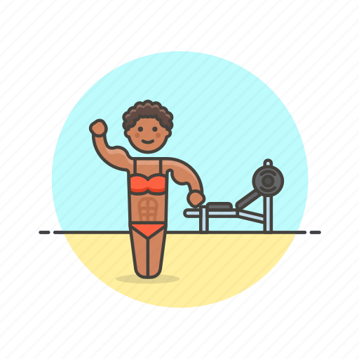 Body, builder, sports, beach, train, weight, woman icon - Download on Iconfinder