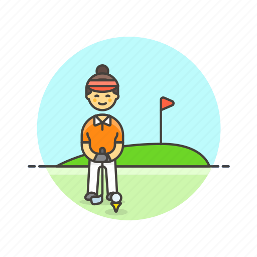 Sports, ball, golf, hole, flag, play, woman icon - Download on Iconfinder