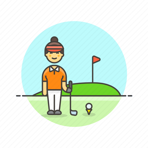 Sports, ball, flag, golf, hole, play, woman icon - Download on Iconfinder