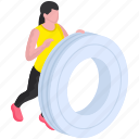 tyre workout, fitness, exercise, gym activity, athlete