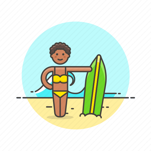 Sports, surfer, beach, bikini, board, summer, wave icon - Download on Iconfinder