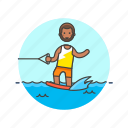 sports, wakeboarding, boat, drag, man, sea, water, wave