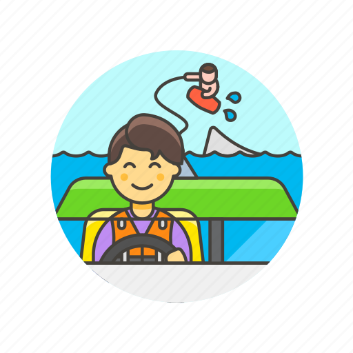Sports, wakeboarding, boat, drag, man, sea, water icon - Download on Iconfinder