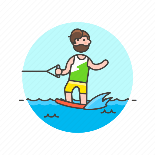 Sports, wakeboarding, boat, drag, man, sea, water icon - Download on Iconfinder