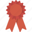 award, place, red, ribbon, second 
