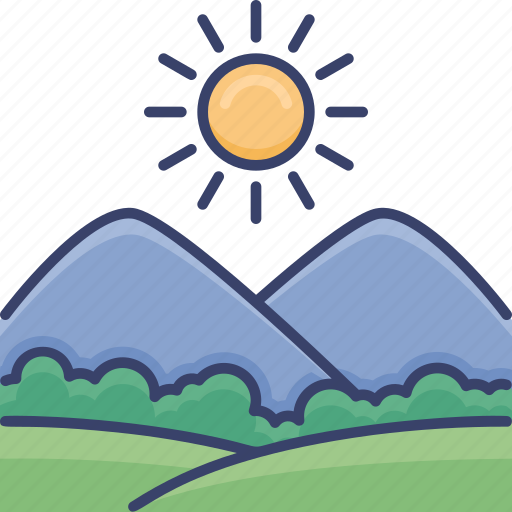 Bush, landscape, mountain, sun, sunny, tree icon - Download on Iconfinder