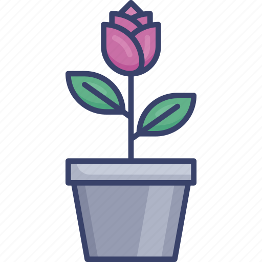 Floral, flower, leaf, plant, pot, potted, rose icon - Download on Iconfinder