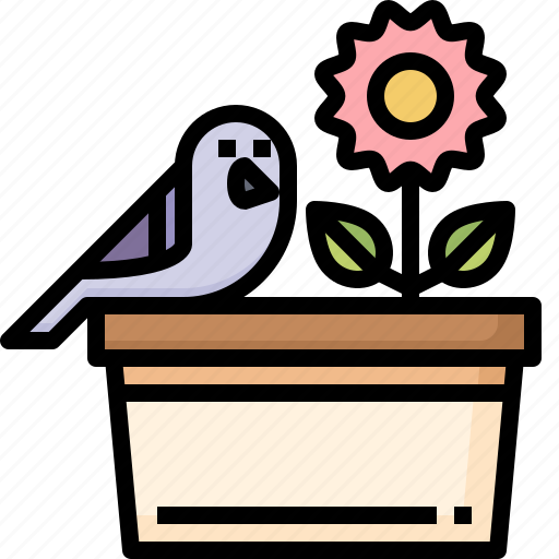 Bird, flower, pot, ornithology, animals, pigeon icon - Download on Iconfinder