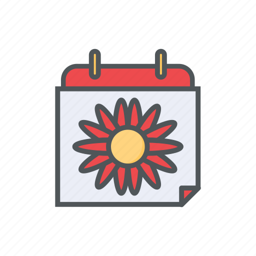 Calendar, date, filled, flower, outline, spring, summer icon - Download on Iconfinder