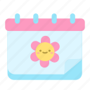 calendar, spring, season, nature, event, date, month, flower, bloom