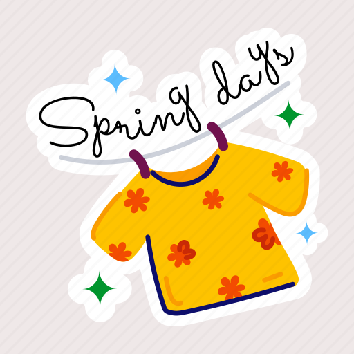 Spring days, hanging shirt, hanging clothes, spring clothes, t shirt sticker - Download on Iconfinder