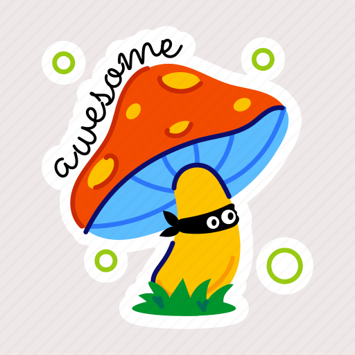 Awesome lettering, garden mushroom, mushroom, toadstool, fungi sticker - Download on Iconfinder