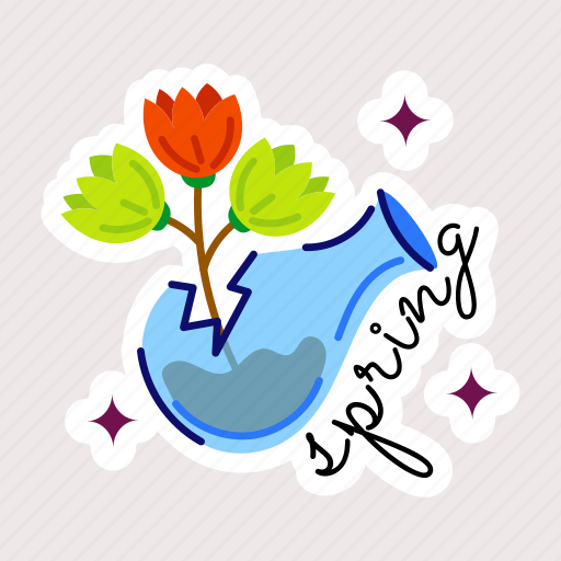 Spring season, broken vase, flower buds, spring flowers, flower vase sticker - Download on Iconfinder