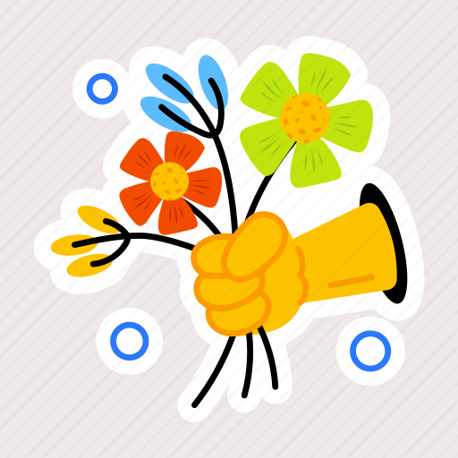 Giving flowers, holding flowers, blooming flowers, spring flowers, floral sticker - Download on Iconfinder