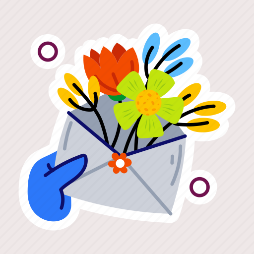 Floral envelope, flower envelope, floral letter, spring invitation, spring flowers sticker - Download on Iconfinder