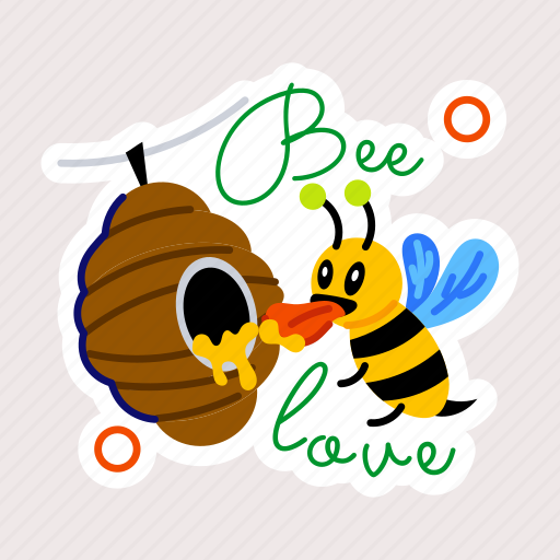 Beehive, hive, bee love, apiary, eating honey, cute honeybee sticker - Download on Iconfinder