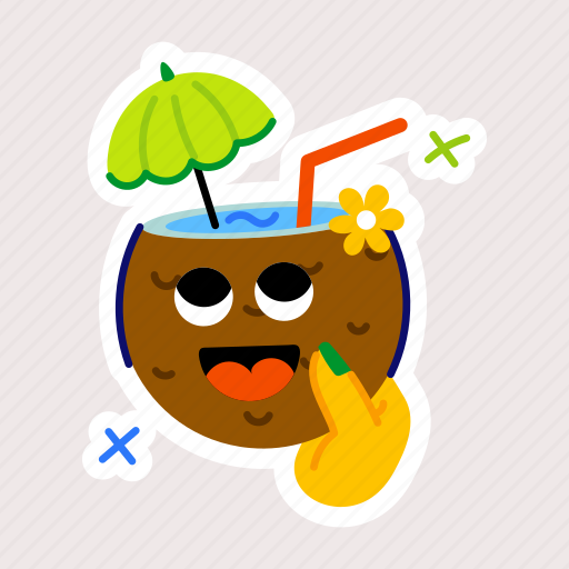 Coconut water, coconut milk, tropical drink, beach drink, summer drink sticker - Download on Iconfinder