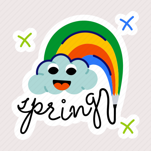 Spring rainbow, rainbow cloud, pleasant weather, spring weather, sky spectrum sticker - Download on Iconfinder