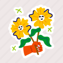 cute sunflower, blooming flower, flower emoji, sunflower, garden flower