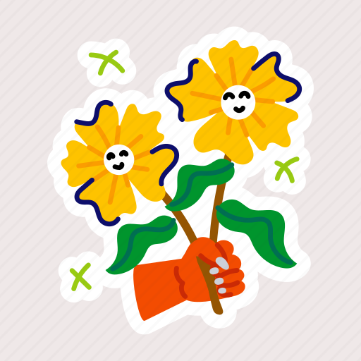 Cute sunflower, blooming flower, flower emoji, sunflower, garden flower sticker - Download on Iconfinder