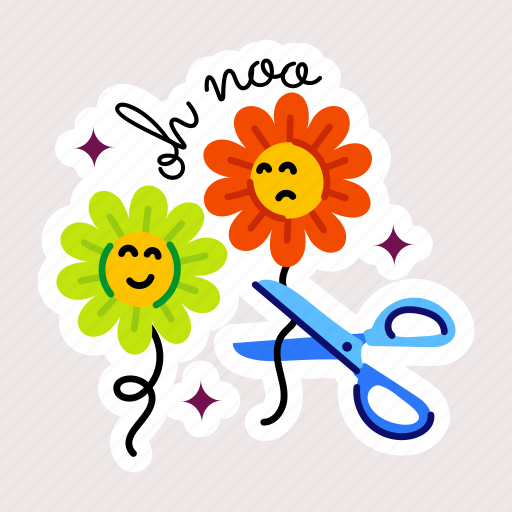 Flower scissors, oh no, floral scissors, cutting flower, garden flowers sticker - Download on Iconfinder
