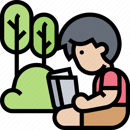 Reading, book, park, outdoor, lifestyle icon - Download on Iconfinder