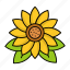 sunflower, blossom, spring, nature, season, leaves 