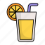 juice, lemon, orange, citrus, fruit, beverage, straw 