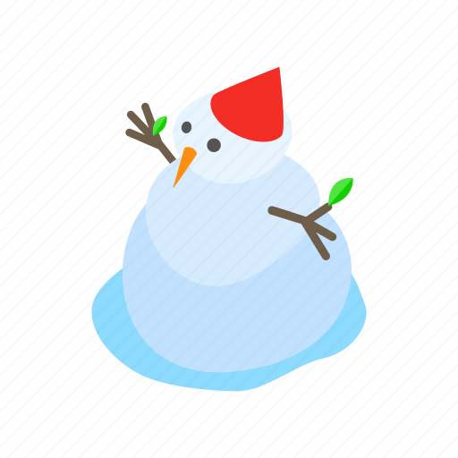 Holiday, isometric, melting, season, snow, snowman, spring icon - Download on Iconfinder