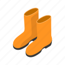 boot, clothing, isometric, rubber, safety, water, waterproof