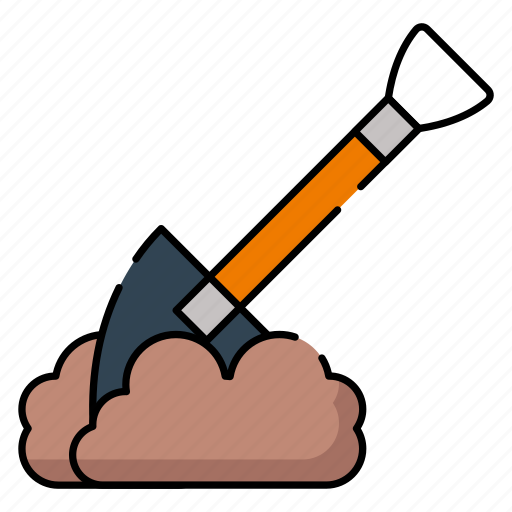 Shovel, digging, tool, gardening, soil, metal, handle icon - Download on Iconfinder
