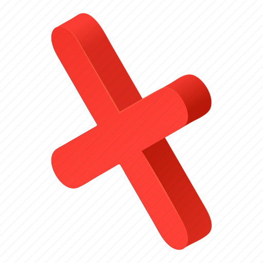 Red, xmark, isometric, redcross icon - Download on Iconfinder