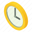 roundclock, isometric, yellow, wall, clock