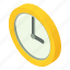 roundclock, isometric, yellow, wall, clock 