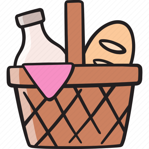 Picnic basket, camping, food, wicker, holiday, recreation icon - Download on Iconfinder