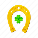 horseshoe, luck, leaf, shamrock, irish, four, lucky, holiday, patrick day
