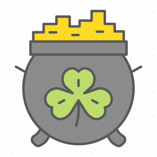 Cauldron, coin, coins, pot, gold, clover, holiday icon - Download on Iconfinder